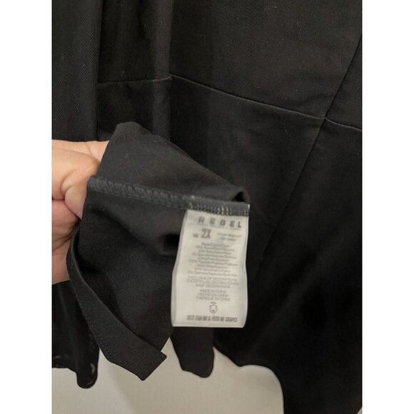REBEL Wilson X Angels Blouse Sheer Cold Shoulder Black Women 2X - Picture 7 of 12
